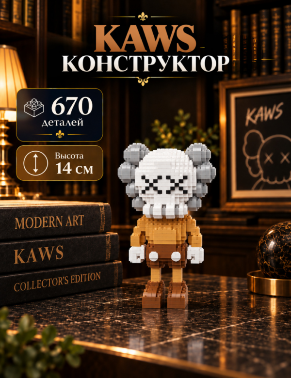 1 Конструктор KAWS коричневый из микроблоков, конструктор для взрослых