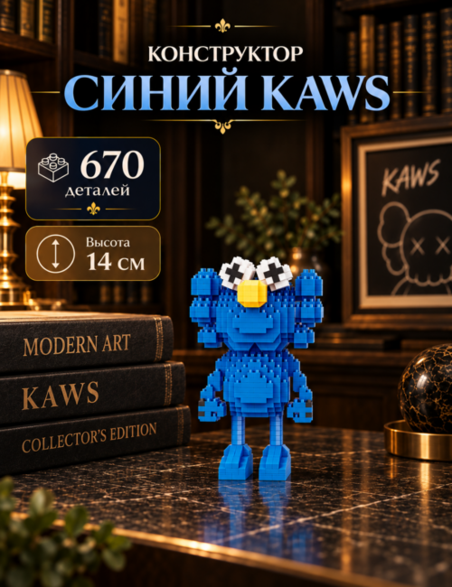 Конструктор KAWS синий из микроблоков, конструктор для взрослых